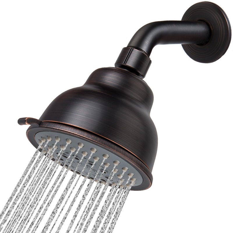 Voolan High Pressure Shower Head with Shower Arm - 5 Function Rain Shower Head - Comfortable Shower Experience Even at Low Water Flow - Oil-Rubbed Bronze - Image 1